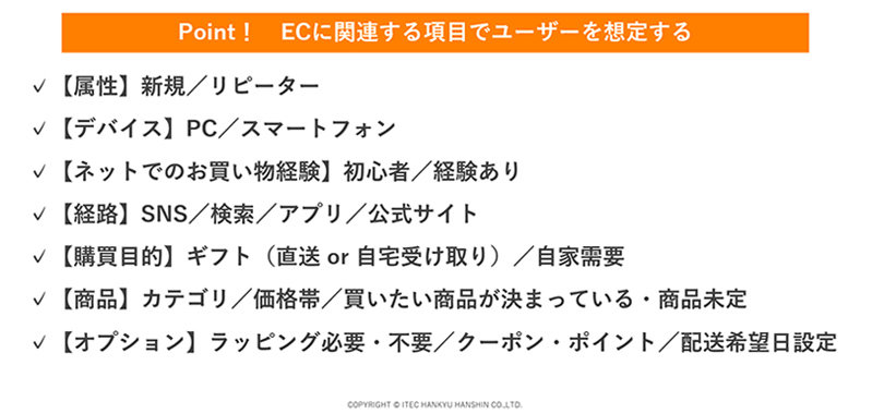 想定ユーザーを設定する際の7つの軸